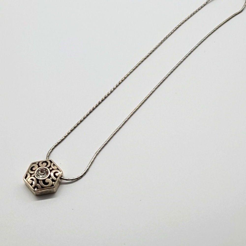 Brighton DECO Collection Swarovski Solitaire Hexagon Reversible pendant NWOT - Picture 12 of 12
